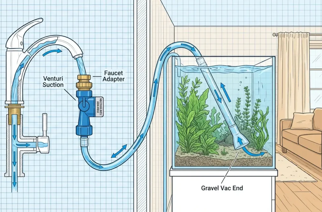 Python water change system setup diagram for large planted aquariums